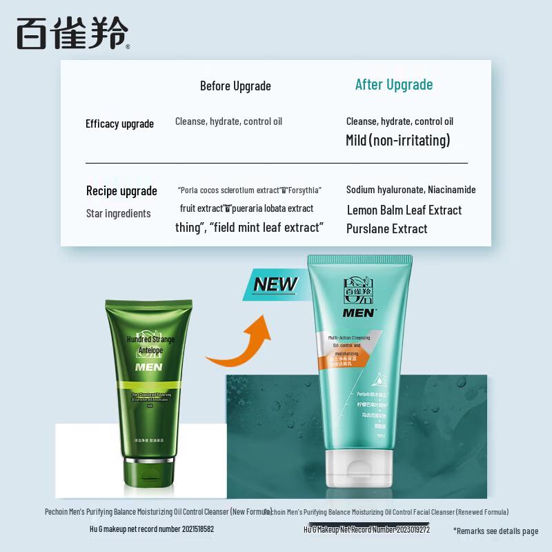 PECHOIN Men's Oil Control & Hydrating Facial Cleanser 2-Pack