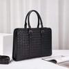 Genuine Leather Woven Briefcase Men - Business Tote With Laptop Compartment Crossbody Shoulder Strap