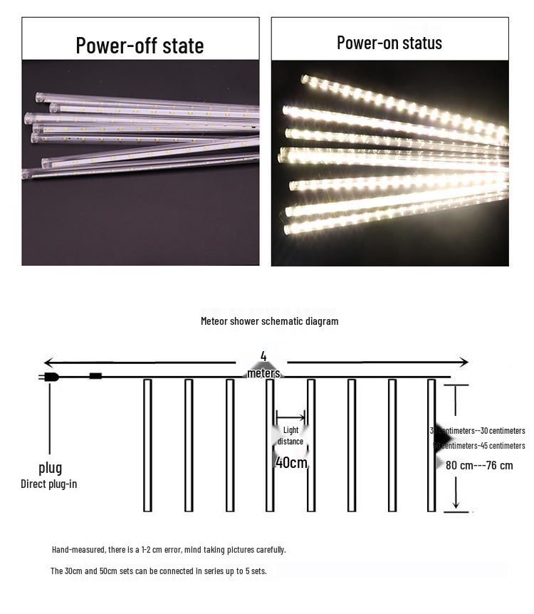 Solar Waterproof LED Meteor Shower String Lights for Outdoor Trees & Festival Decorations