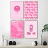 Rosa Preppy Wand Kunst Foto Leinwand Malerei Mode Lächeln Telefon Poster Bilder Mädchen Wohnheim Zimmer Home Decor Drucke