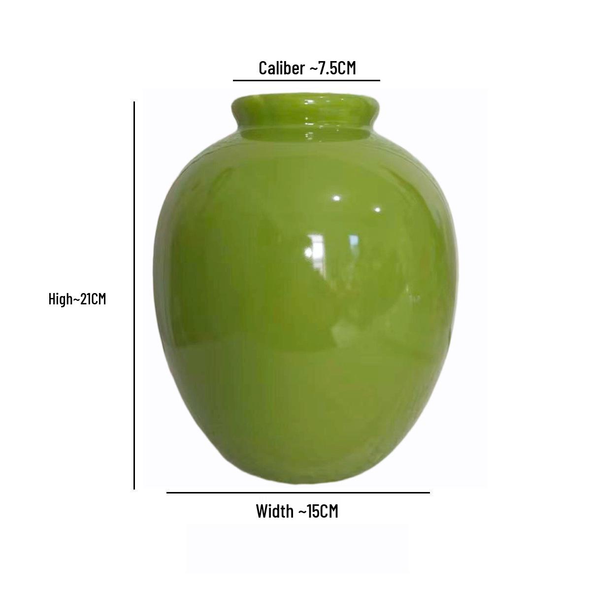 High-End Retro Jade Green Ceramic Vase - New Chinese Style Flower & Hydroponic Decor for Living Room