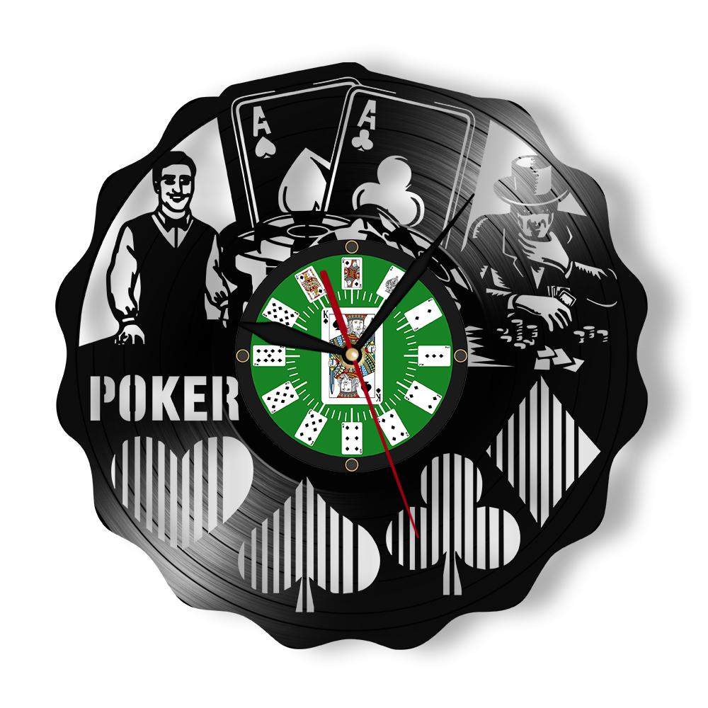 Royale Poker Playing Cards Wall Art Vinyl Record Clock for Man Cave Play Room Casino Home Decor Handicraft Art Retro Wall Clock