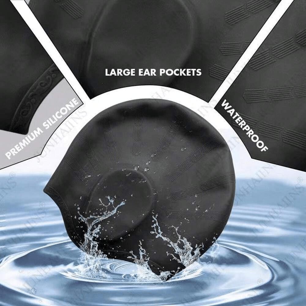 Silicone Ear Protection Swimming Cap, Adult Unisex Elastic Comfortable Non-Tight Swim Cap, Long Hair Swimming Cap