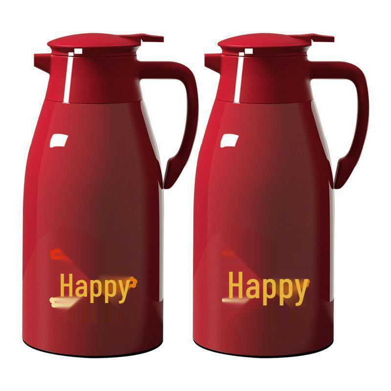 Red Dowry Insulated Thermos Flask Set - Festive Gift Box, Large Capacity, Ideal for Hot Water and Household Use.