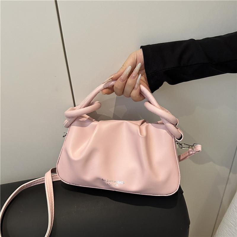 Popular High-end Niche Bag Women's 2025 New Summer Versatile Messenger Bag Fashionable Portable Pleated Small Bag