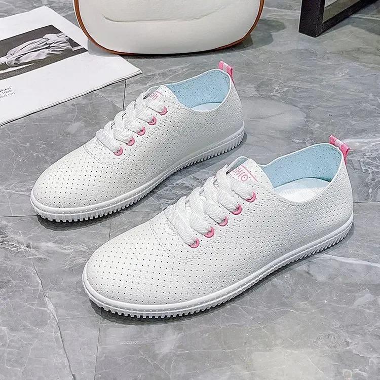 Women's Vulcanized Shoes Breathable Comfortable Hole Outdoor Sports Shoes Summer Running Shoes Fashion Board Shoes Thick Sole