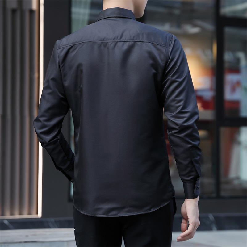 Men's 2025 Slim Fit Formal Long-Sleeved Shirt - Trendy Casual Solid Color Professional Attire