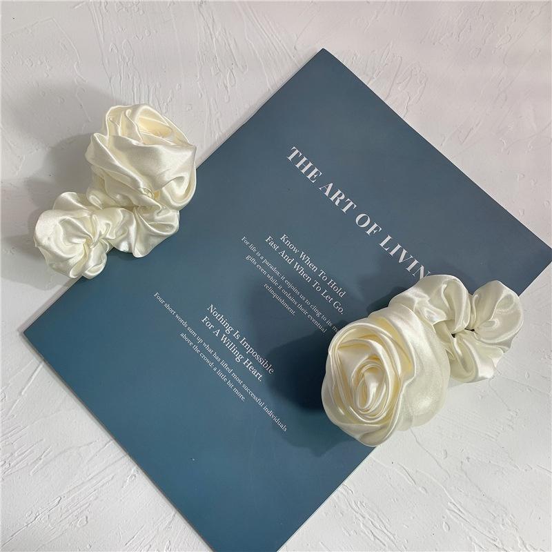 French Silk Headband, Retro Rose, Three-dimensional Flower, Large Intestine Hair Tie, Female Korean Version