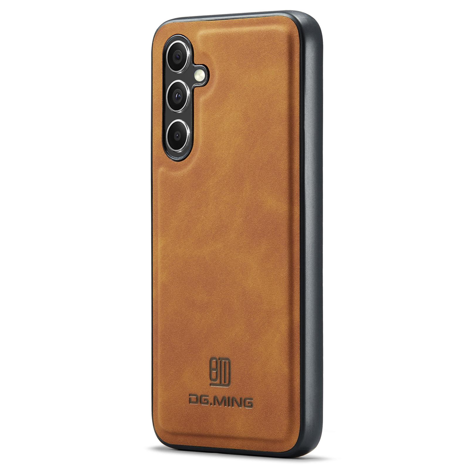 

DG.MING For Samsung Galaxy A55 5G Case PU Leather+PC+TPU Hybrid Phone Cover Brown