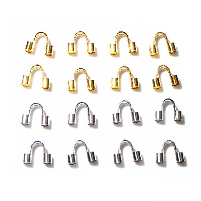 50 Pcs Stainless Steel U-Shaped Positioning Tube Caps for DIY Jewelry