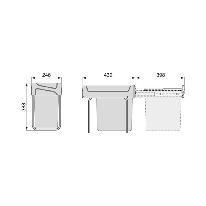 -poubelle de recyclage amovible idéal pour le recyclage et le tri des déchets ménagers. conçu pour l'intégration dans les