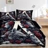 3pcs Wolf Pack Rose Crest Print Cover Set Ultra Soft, Breathable