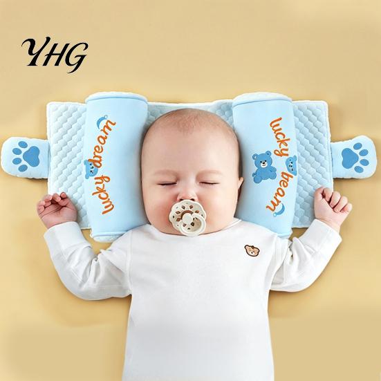 Ergonomic Head Support Baby Shaping Pillow, Breathable Anti-Flat Crib Pillow with Neck Adjustable Air Rollers, Newborn Sleep Cushion, Machine Washable