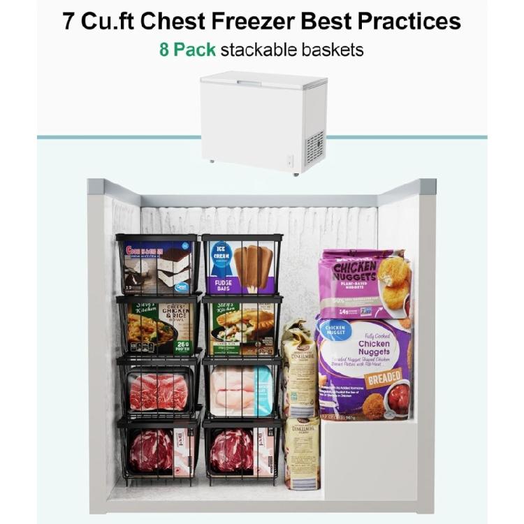 5 SZT Organizer do zamrażarki Pojemniki do układania Metalowa faktura Odpowiednie do zamrażarki Zapobiega marnowaniu żywności Oszczędzające miejsce projekty