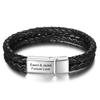 Personalized Bracelets Engraving Stainless Steel Jewerly Customized Names Men Layer Braided Rope Bangle Souvenir Gift Idea Father (Ba103197 )Trendy