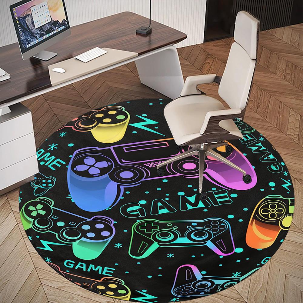 1PC Game Controller Round Chair mat Area Rug - Non-Slip, Floor Mat for Office, Bedroom, and Indoor Decor -Gift D1127197