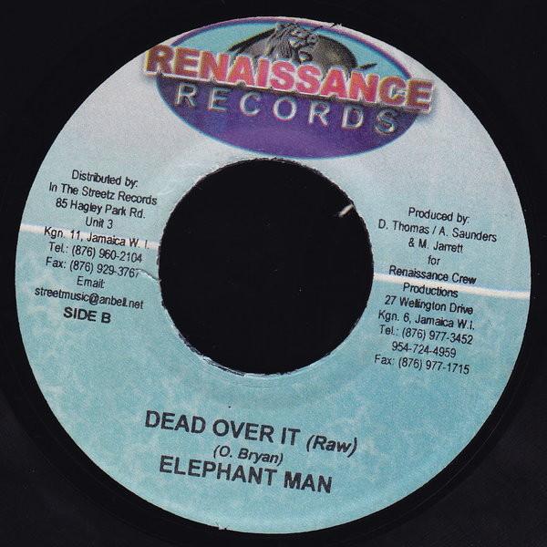

7inch Record ELEPHANT MAN - Dead Over It NONE Renaissance Rec 2003 Jamaica Reggae, Ska & Dub Used