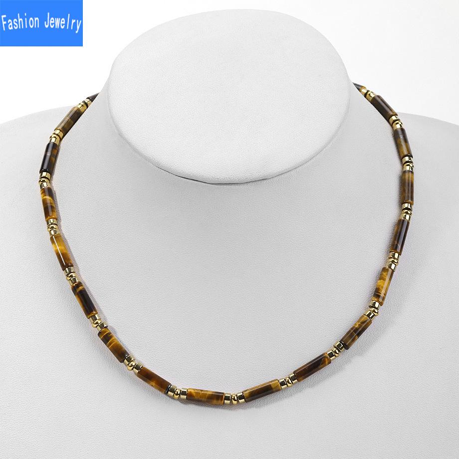 High-end Natural Stone Crystal Cylindrical Bamboo Necklace Pendant Light Luxury Niche Design Exquisite Clavicle Chain for Women
