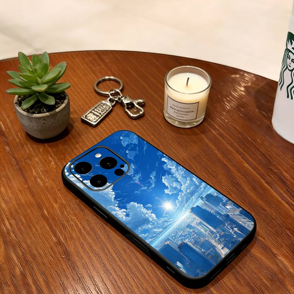 Japanese Landscape Artwork Phone Case Soft Silicone black For IPhone 17 16 15 14 13 12 11 X XR Plus Pro Max Plus