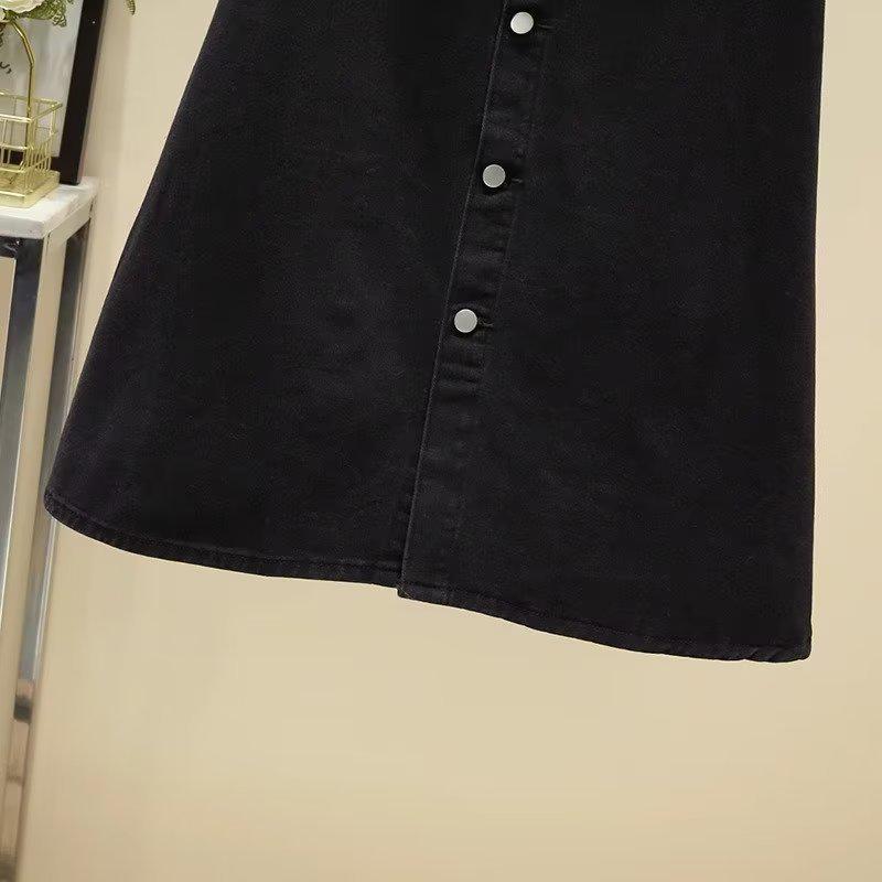 Damen Schwarzer High-Waist A-Linien Jeansrock mit Knopfleiste - Schlankmachender Sommer-Trend