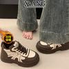 Fleece warm two cotton shoes children's shoes leather high-top shoes new autumn and winter platform casual sports shoes