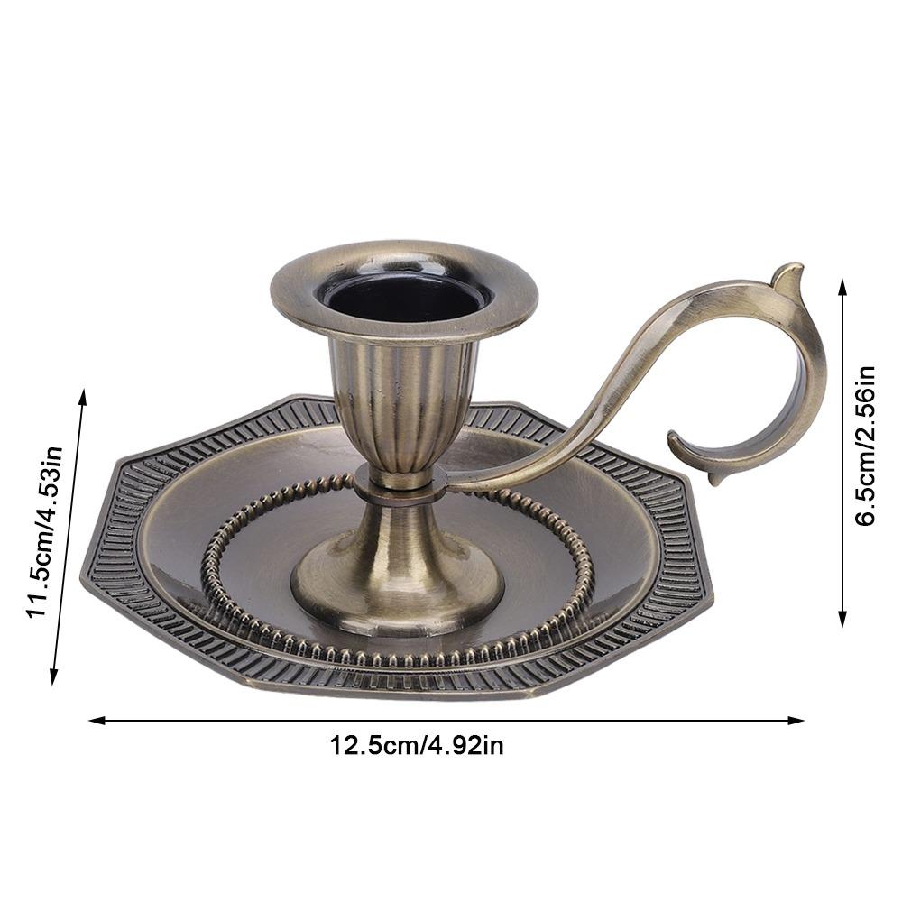 Zinc Alloy Handheld Candlestick Holder With Drip Catcher Tray Candle Stand Farmhouse Decor бронзовый