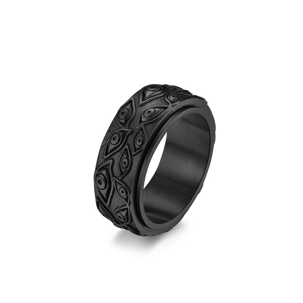 Stainless Steel Rotating Ring Evil Eye Diagram, Male and Female Rotating Anxiety Relief Fidget Ring, Gothic Punk Jewelry Gift