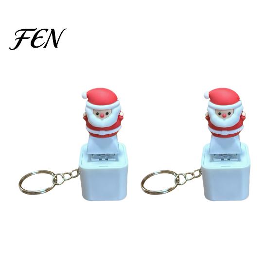 LED Festive Sound Pendant Santa Light Keychain, Interactive Glowing Christmas Ornament with Tunes, Holiday Sensory Play Tool USB-C Rechargeable Fidget