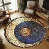 Round Sun Moon Carpet Starry Sky Rug Cloud Wave Mat Home Decoration Whimsical Cosmos Soft Floor Mat for Kids Room Decoration