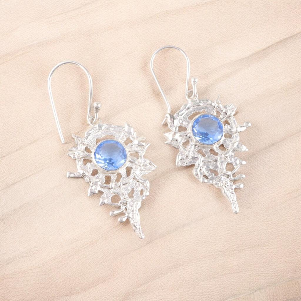925 Sterling Silver Tanzanite Gemstone Handmade Drop & Dangle Earrings 2.25" CE-16-4