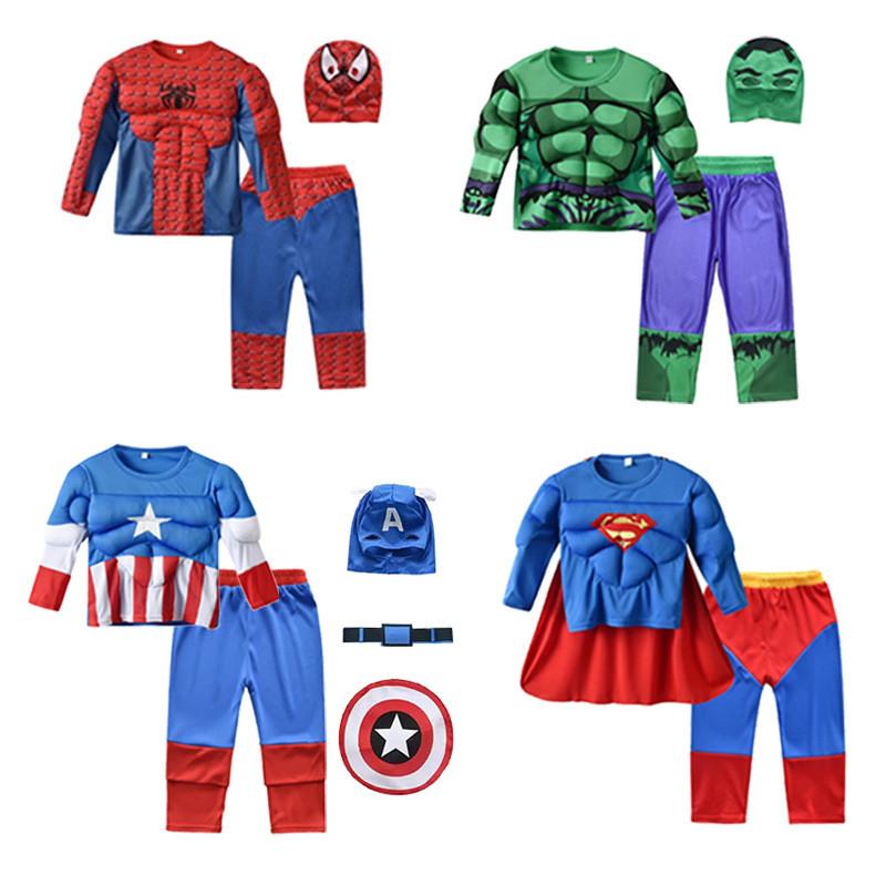 Set Costume Cosplay Bambini Spider Man Captain America Hulk Batman Superman Con Poliestere E Spandex Per Halloween E Spettacoli Teatrali
