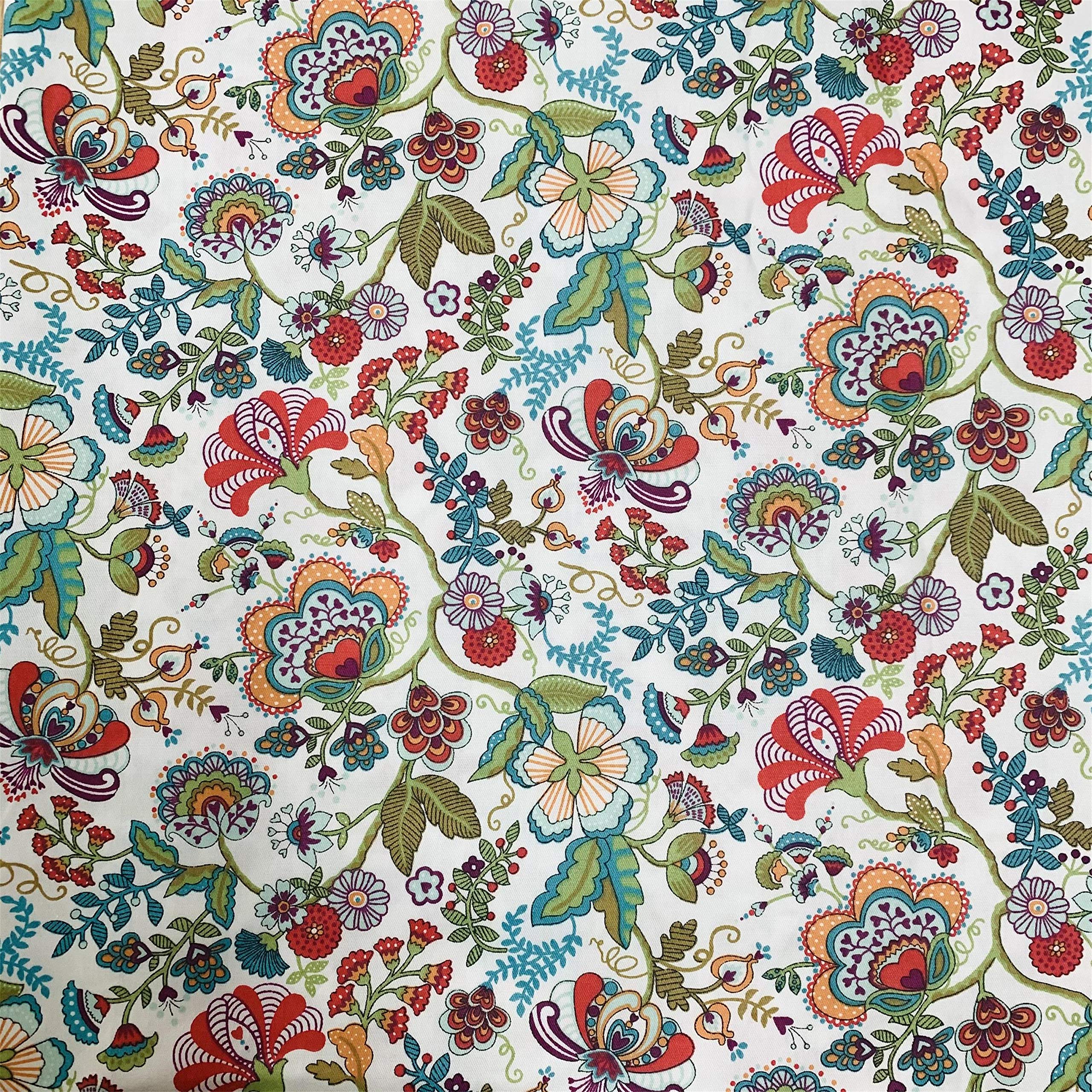 

Handmade Fabric for Fabric Lunch and Combed Cotton Twill Weave Floral Pattern Tapestries, Panels, Curtains, Bags, Crafts. 100% (Green Leaves, 200cm)