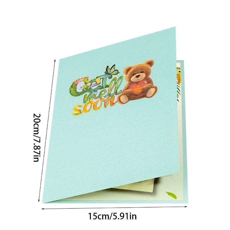 GetWellSoon Bear Theme PopUp Card with Envelope 3D Greeting Cards Card Holiday Card Greeting Cards
