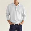 Spring and Autumn Long Sleeve V-Neck Buttons Men's Casual Top Polo Shirt