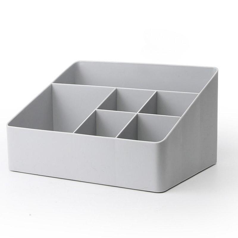 Multi Functional Cosmetics Storage Box 6 Compartments Office Desktop Storage Organizer Plastic Storage Box Makeup Organizer Box