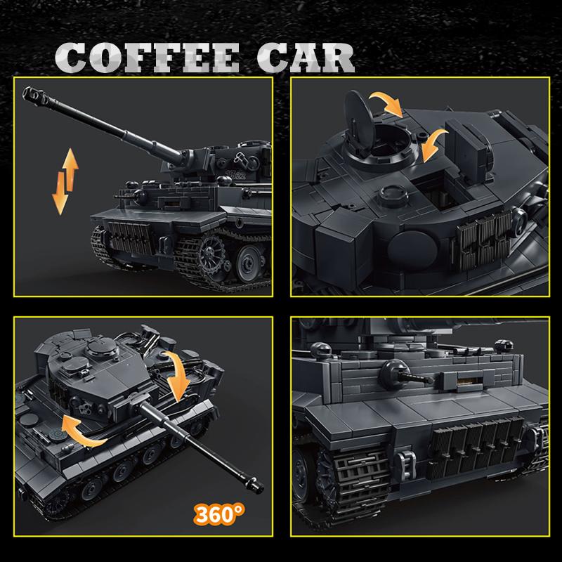 NEW Military Vehicle Blocks MOC Kits Tiger Tank S04/1322 Assembly Model German Panzer Bricks Puzzle Toys Adults Collection Gifts