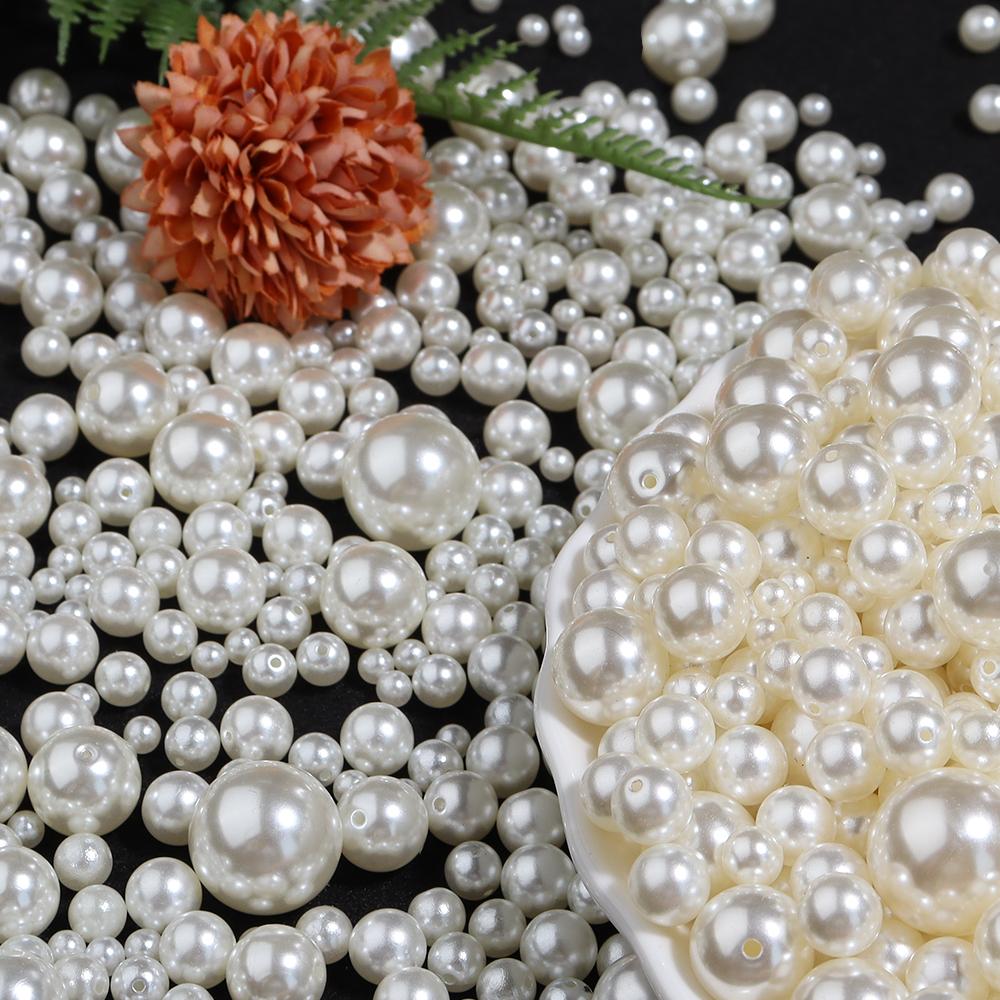 50-1000pcs/Lot 3/4/5/6/8/10/12mm Round Acrylic Plastic Beads ABS Imitation Pearl Beads Loose Spacer Bead For Jewelry Making