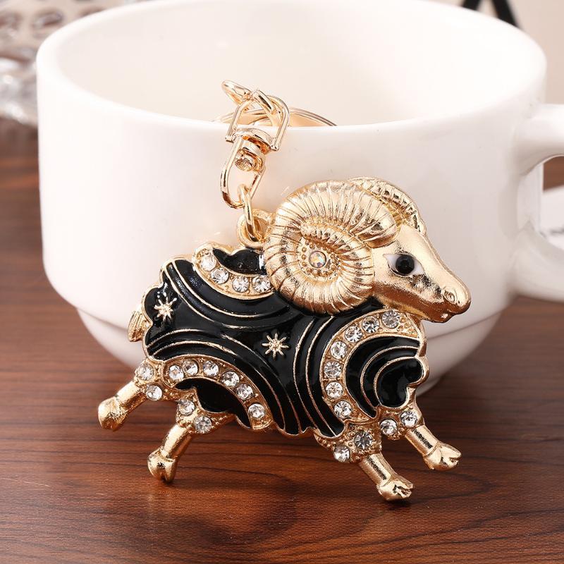 Rhinestone Goat Charm Animal Keychain Red Sparkling Hanging Charm Women Handbag Purse Party Favor Cute Sheep Keychain