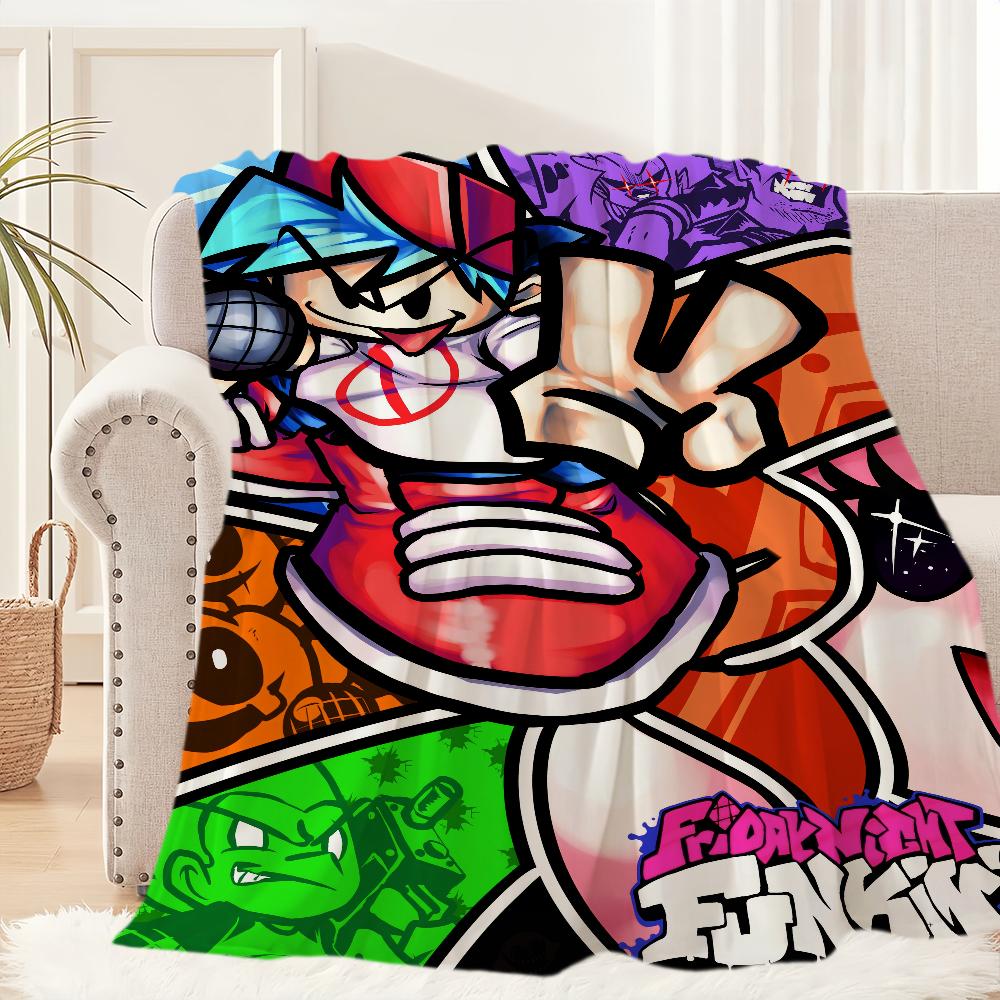 Игровое одеяло Пятничный Вечер Крутой Funkin Музыка FNF Плюшевый Коврик для Дивана для Гостиной Офиса Спальни Подарок на День Рождения Домашний Путешествия Детские Подарки 30x40in