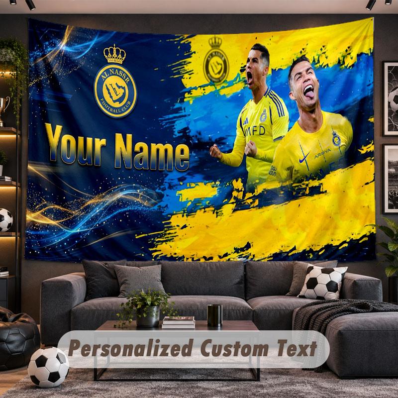 Wandbehang Wandteppich Benutzerdefinierter Name Cristiano Ronaldo Muster Personalisiert Bedruckter Stoff Wanddekoration