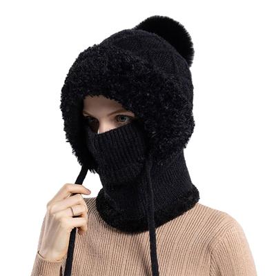 LEZOOY Zimní pletený nákrčník a obličejová maska Teplý a perfektní pro a Padne na obvod hlavy cm Černá Dámská čepice, Kukla, Ohřívač, Sada, Větruodolný,