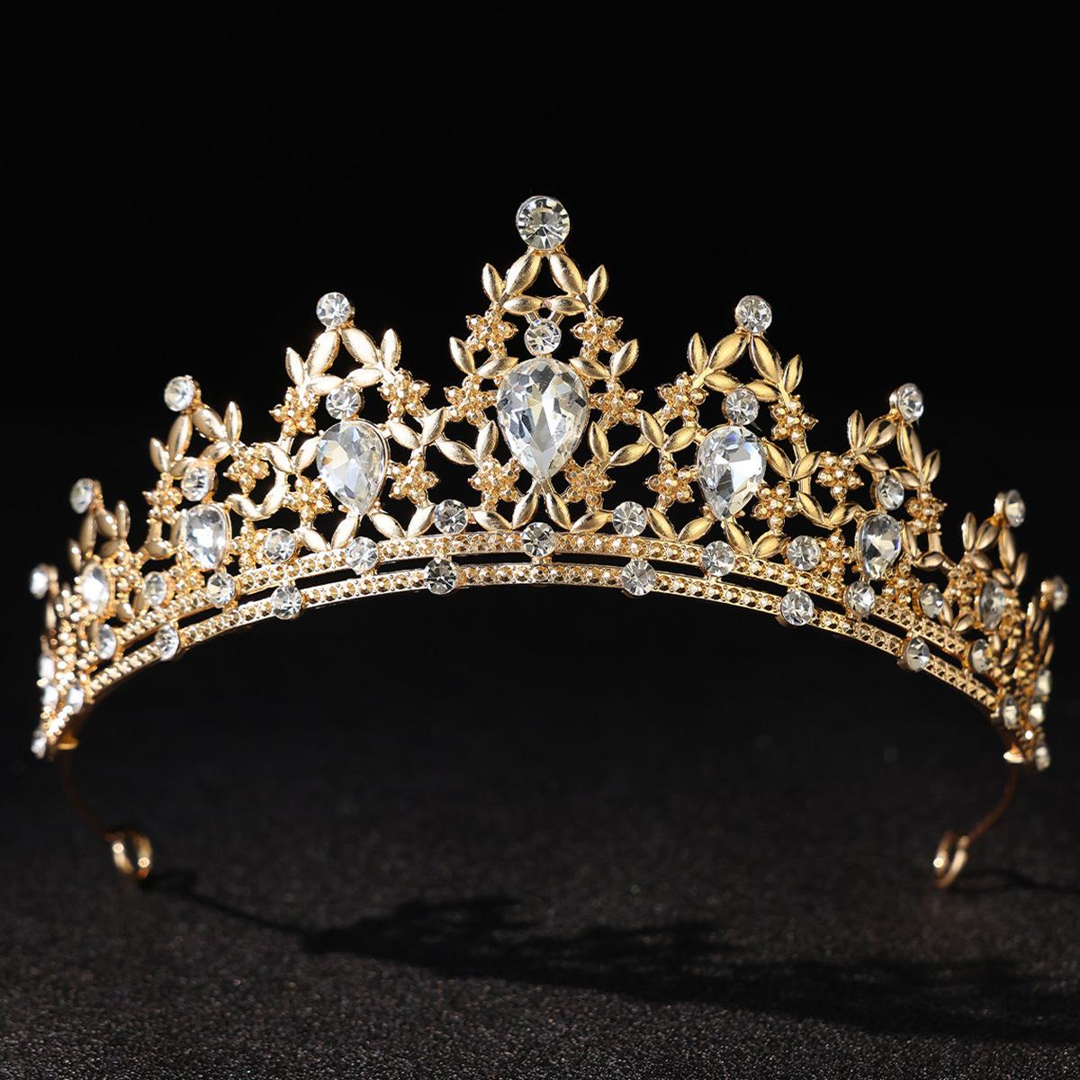 

Europe, America, Crown Wedding Headwear Bridal Hair Accessories Wedding Crown Accessories Simple Rhinestone Headband Accessories 2026 14.5*5.5CM золотой