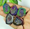 26-31 MM Rainbow Titanium Aura Agate Druzy Fancy Loose Gemstone 5 Pcs Lot SY-109