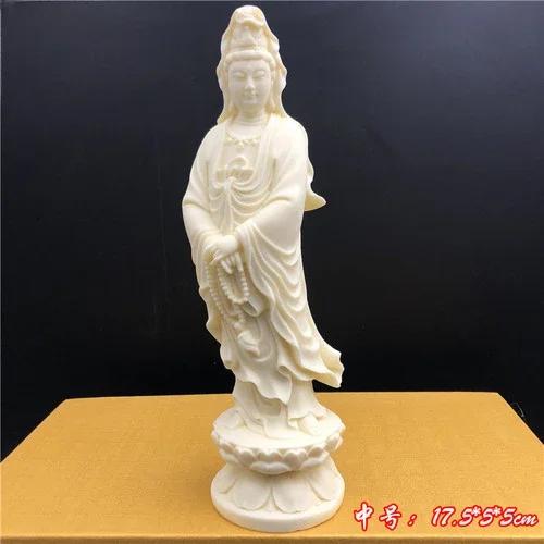 Vintage Nostalgic Ivory Fruit, South China Sea Guanyin Bodhisattva Decoration, Home Office, Lotus Shaped Guanyin Buddha Statue