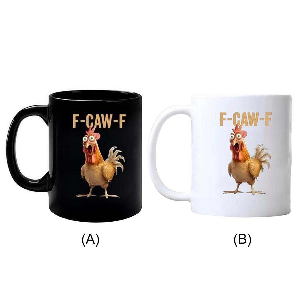 11oz F-Caw-F Ceramic Rooster Coffee Cups with Handle Rooster Crowing Coffee Mugs for Mom Sister Friends Coworkers Home Decor