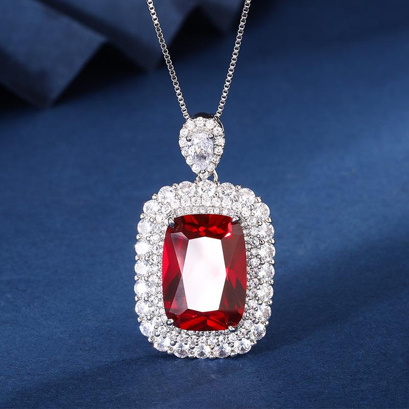 Jewelry Copper Bottom Gold-Plated Simulation Color Treasure Corundum Fat Rectangular Retro Suit Female 13 * 18