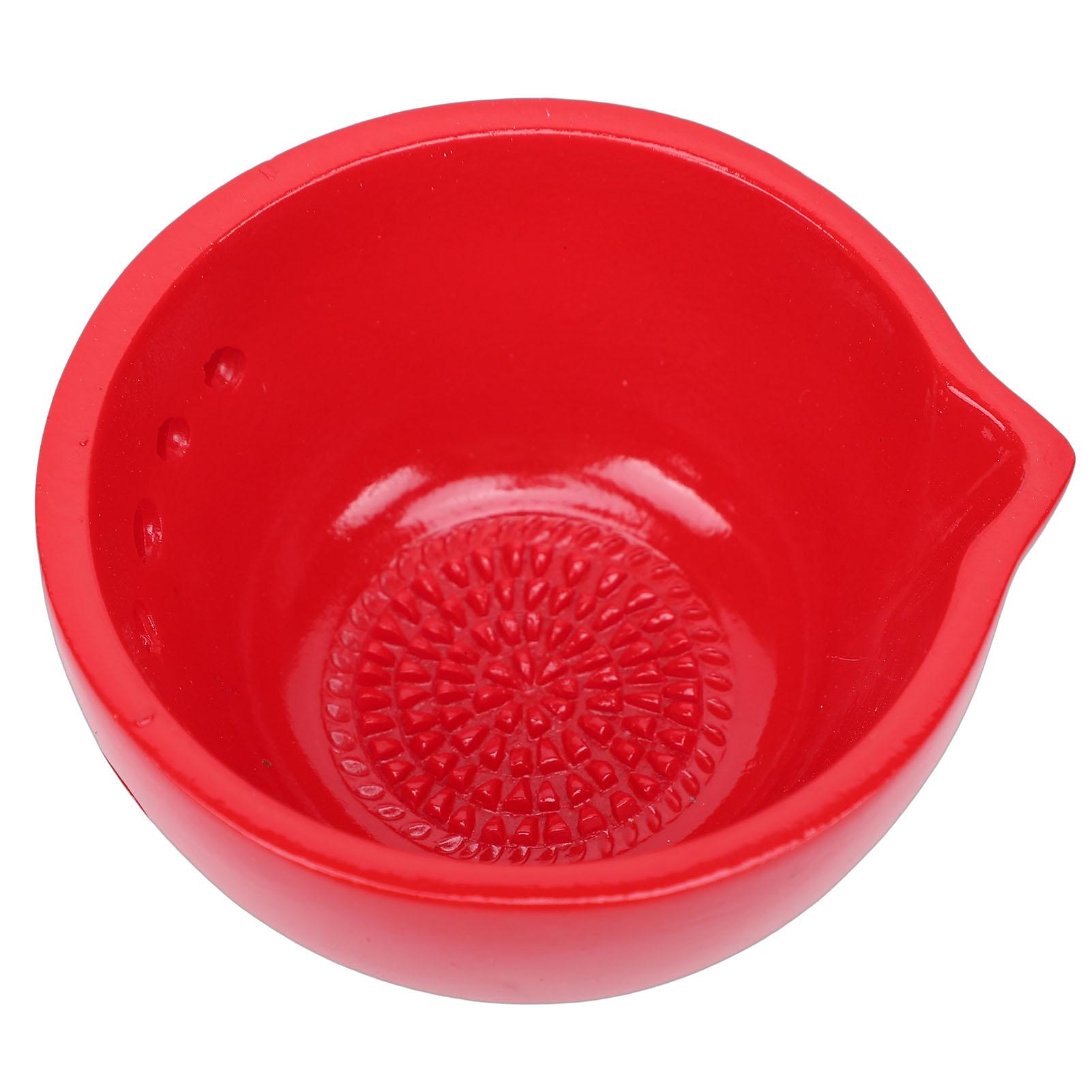 Garlic Grater Stripper Bowl Multi Functional 5 Hole Ceramic Peeling Bowl   Grater for Kitchen Red