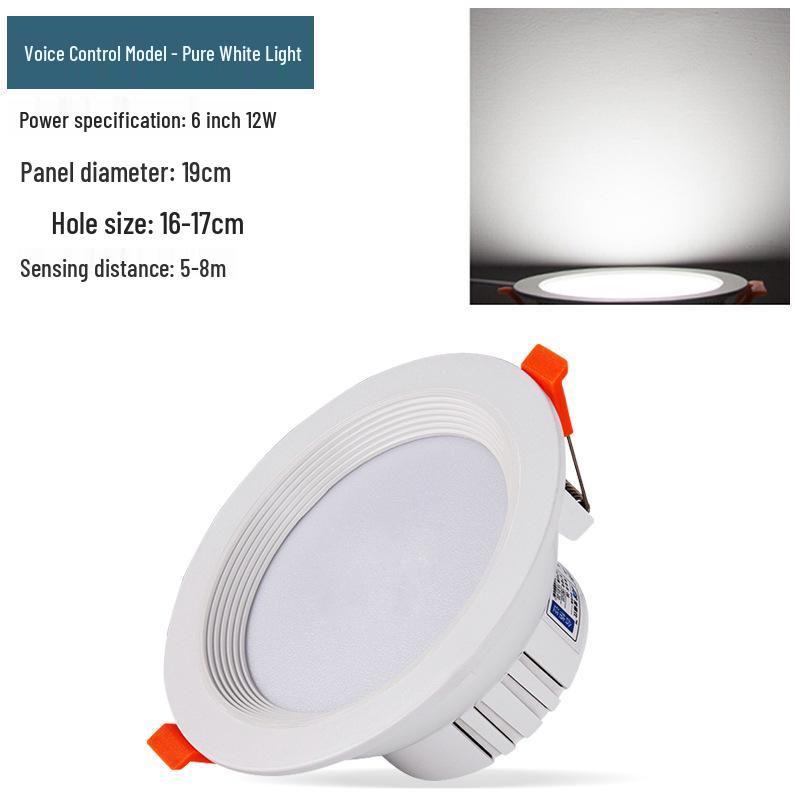 Infrared Motion Sensor Recessed Downlight with Sound Control, 3-inch Ceiling, 4-inch Cut-out Spotlight for Aisles.