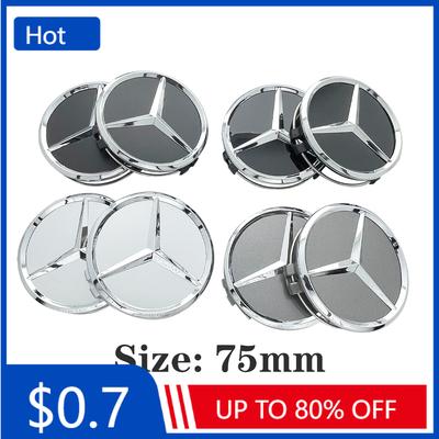 Car Sticker 4pcs/set 75mm Car Wheel Center Hub Caps Cover for Mercedes Benz B/C/E/S Class A Class C200L GLC GLK CLA W126 Auto Ac