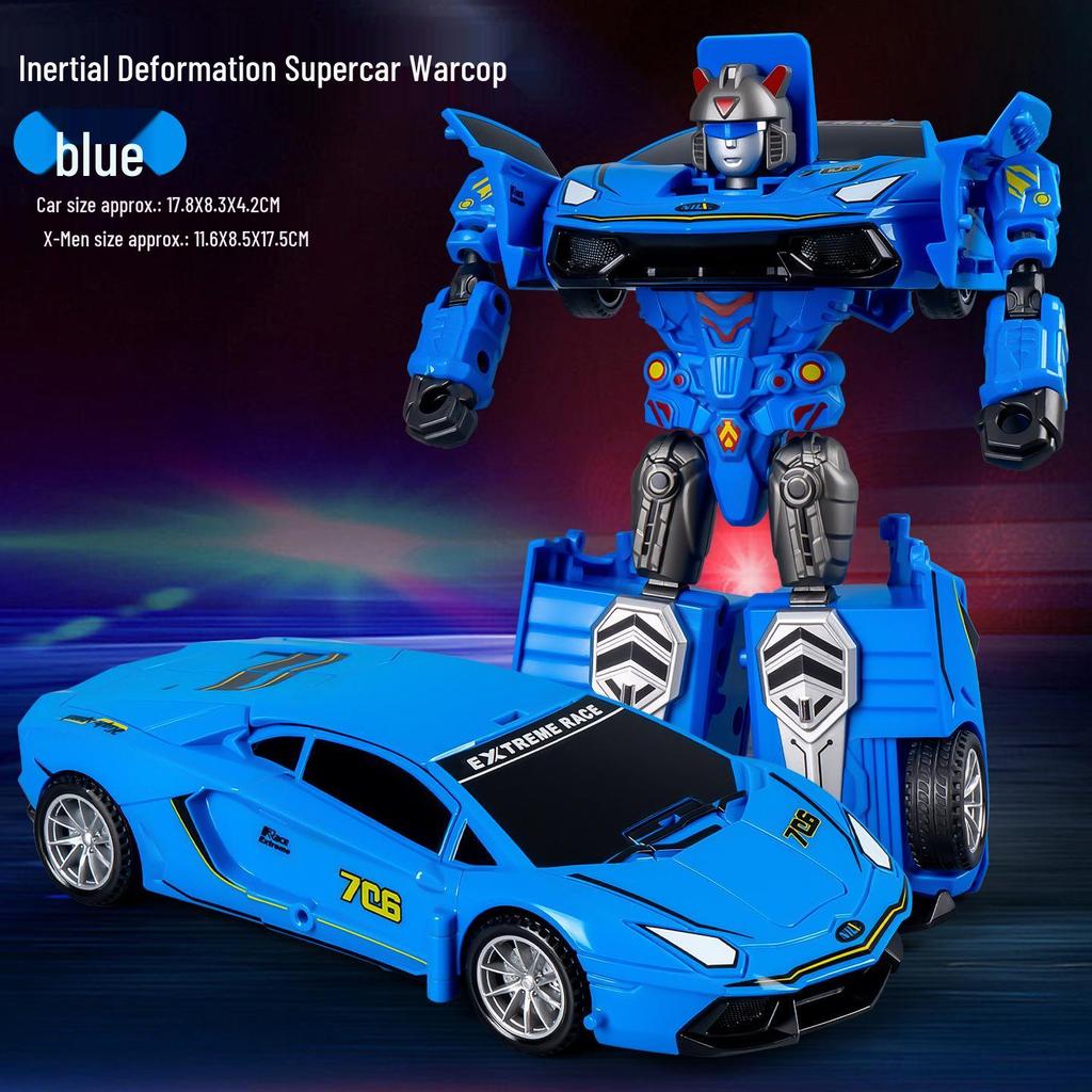 Transforming Robot Car Model - Inertial Power Warrior Toy for Boys